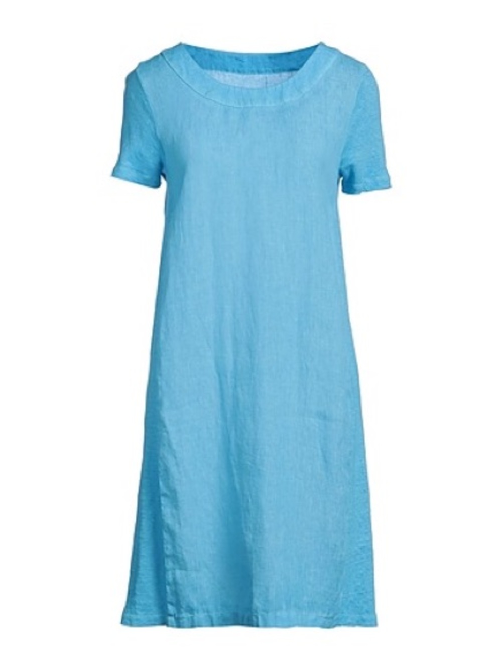 120% Lino Light Blue Short Sleeve Linen Dress